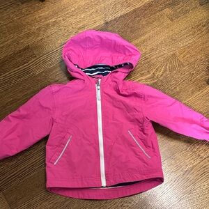 Pink Hooded Jacket with Striped Lining